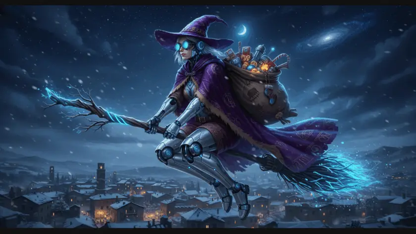 La Befana is a beloved Italian figure known as the "Christmas Witch" who is said to fly on a broomstick to deliver gifts to children on the night before the Feast of the Epiphany, January 6th.