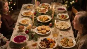 The Twelve-Dish Christmas Supper is a tradition, particularly in Central and Eastern Europe, where a special meatless Christmas Eve meal consists of 12 courses.
