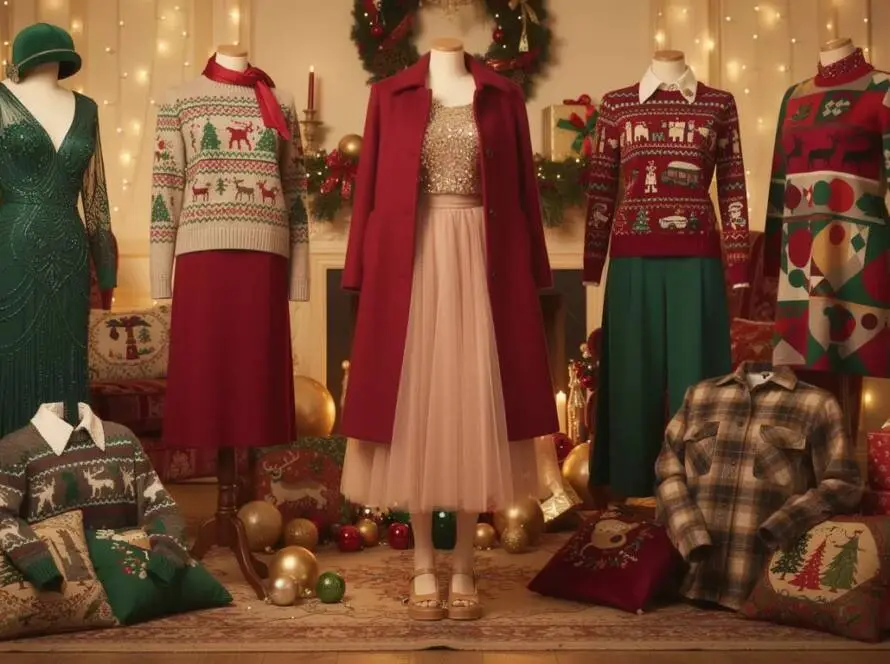 Nostalgia plays a significant role in Christmas fashion, reflecting changing styles and sentiments over the decades.